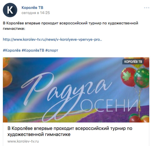 Королев ТВ на «Радуге осени» спортивного клуба Комета